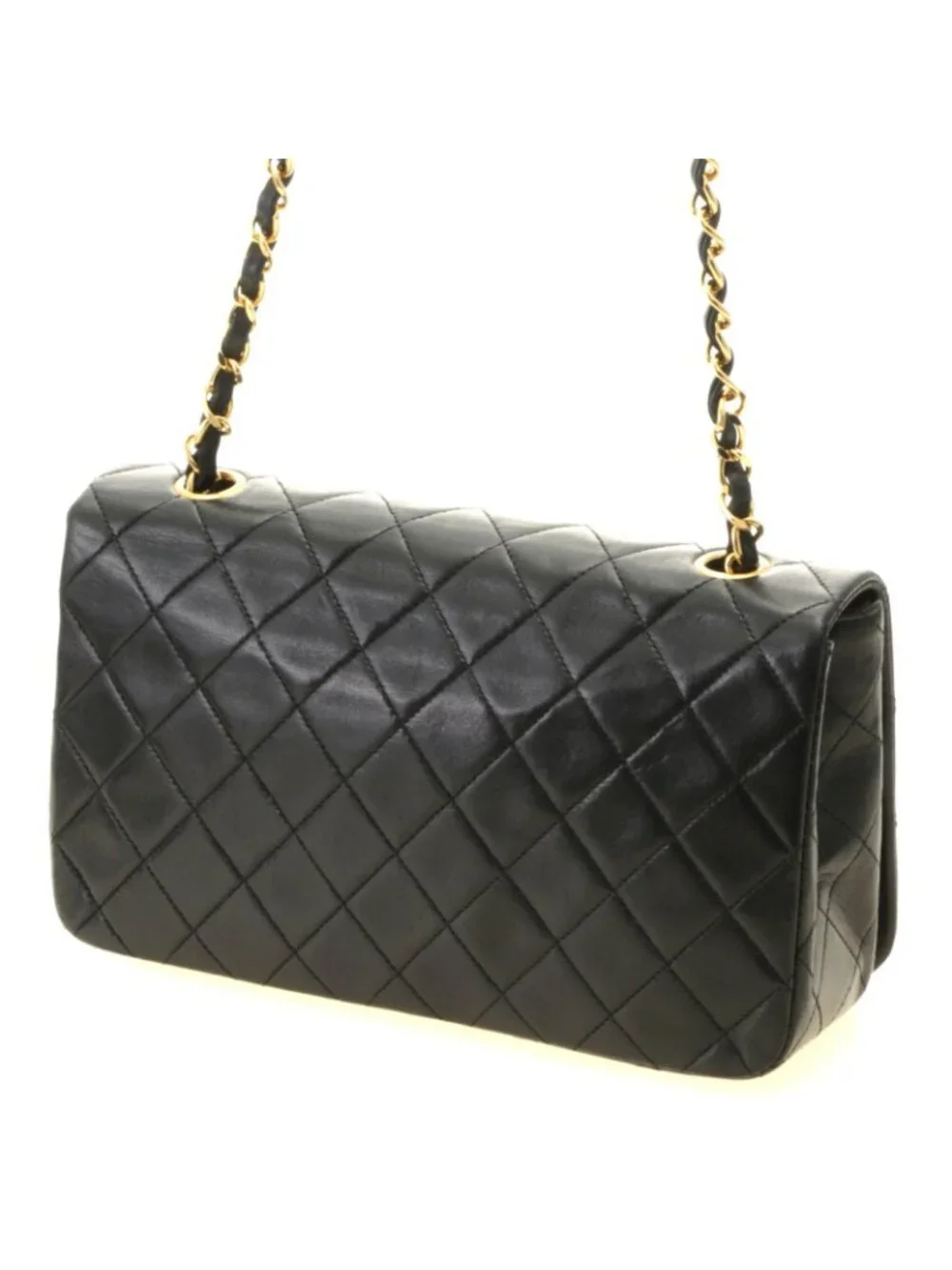 Chanel Quilted 23 Turnlock Full Flap Chain Shoulder Bag Black Lambskin